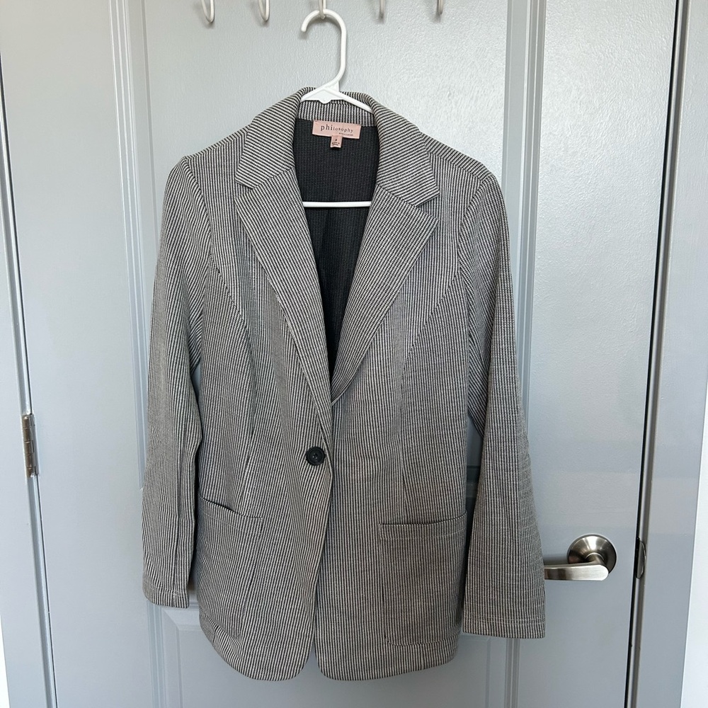 Pinstripe Blazer - Black and White